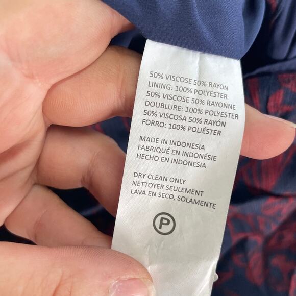 Jason Wu Dress Womens 6 Blue Red Floral Chiffon Shirt Collared Midi Tie Neck - Picture 8 of 12